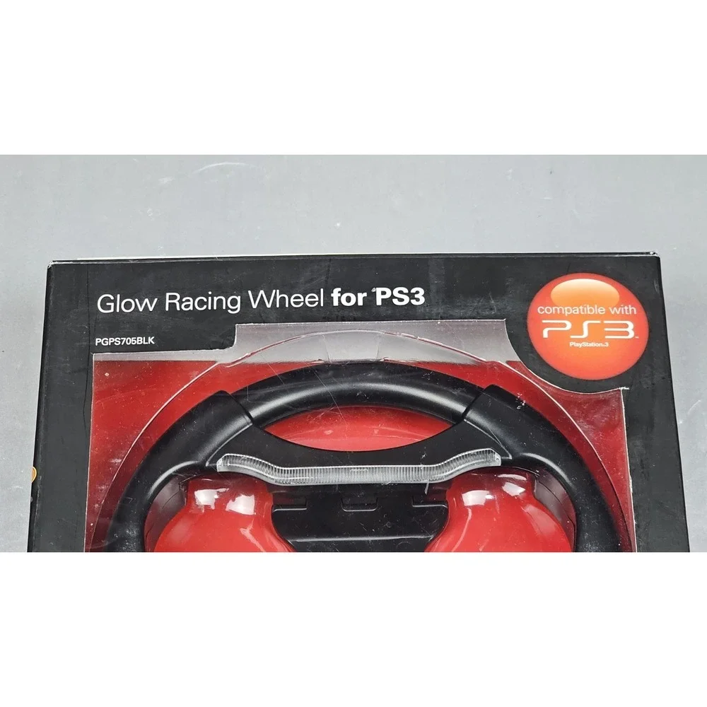 Polaroid PS3 Glow Racing Wheel with black LED Lights Driving Video‎ Games NOB